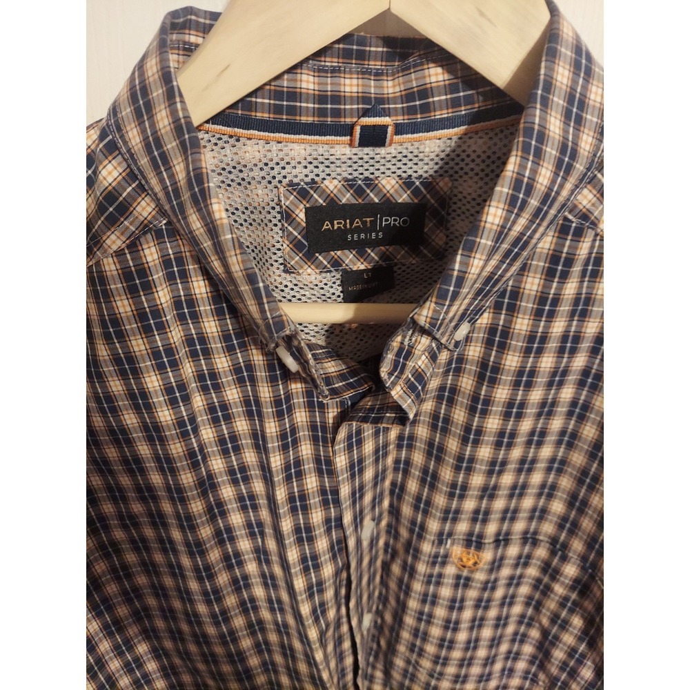 Ariat Pro Series LT Men's Button Up Long Sleeve Plaid Shirt Cowboy Rodeo Blue - Picture 7 of 12